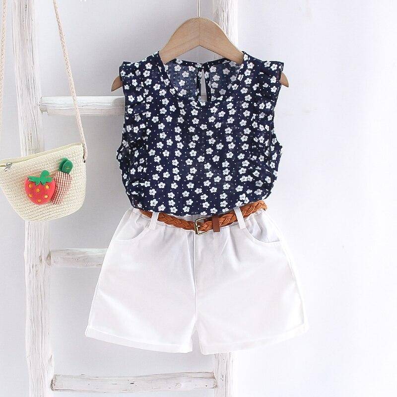 Girl’s Casual Sleeveless Floral Clothing Set 3 KIDS Casual Wear Girls cb5feb1b7314637725a2e7: Black|Green|Navy|Navy|White